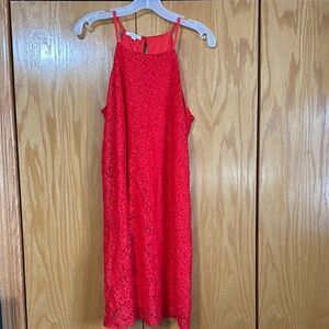 Red Lace Sleeveless Dress